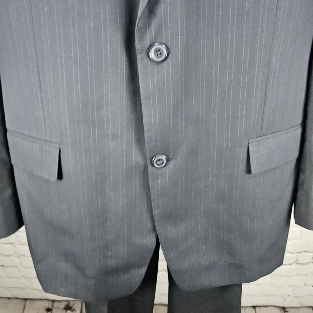 Haggar Navy Suit Up System 2 Button Notch Vented Full 2 Piece Set 46L (36x32)